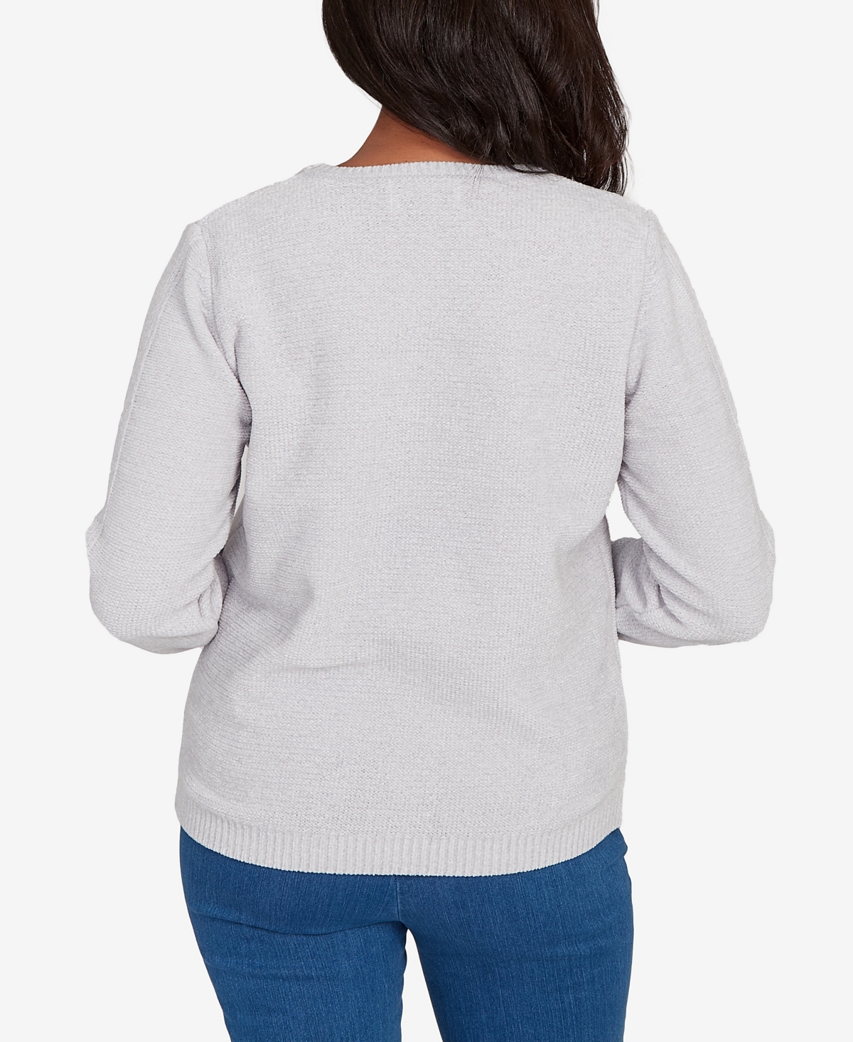 Alfred Dunner Petite Chenille Pullover Sweater In White