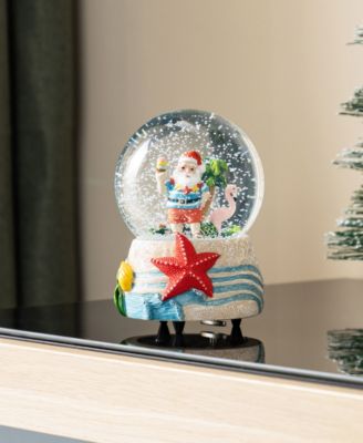 100mm Resin Christmas Musical Snowflakes Santa on Vacation Water Globe