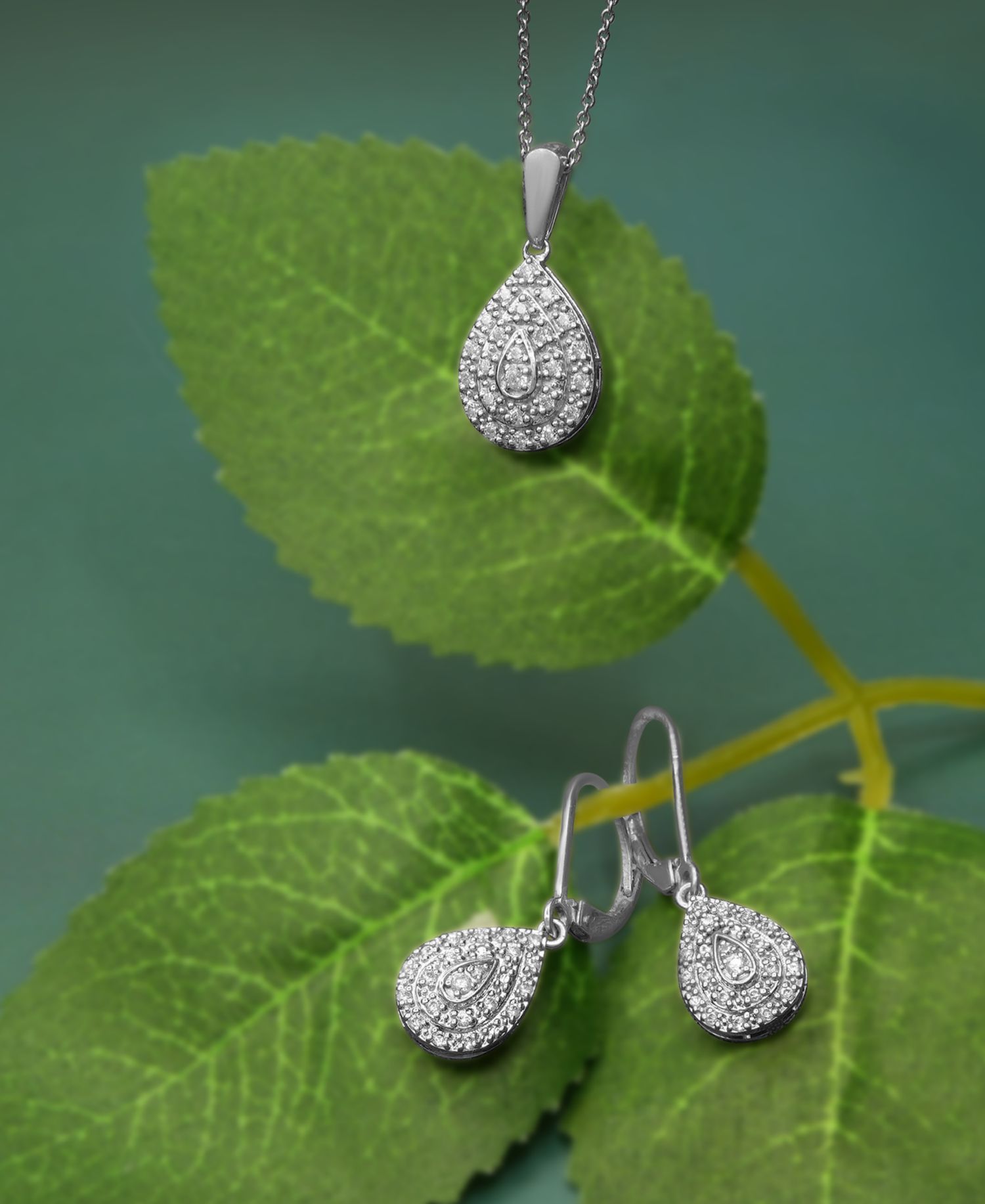Diamond Teardrop Cluster Drop Earrings (1/4 ct. t.w.) in Sterling Silver
