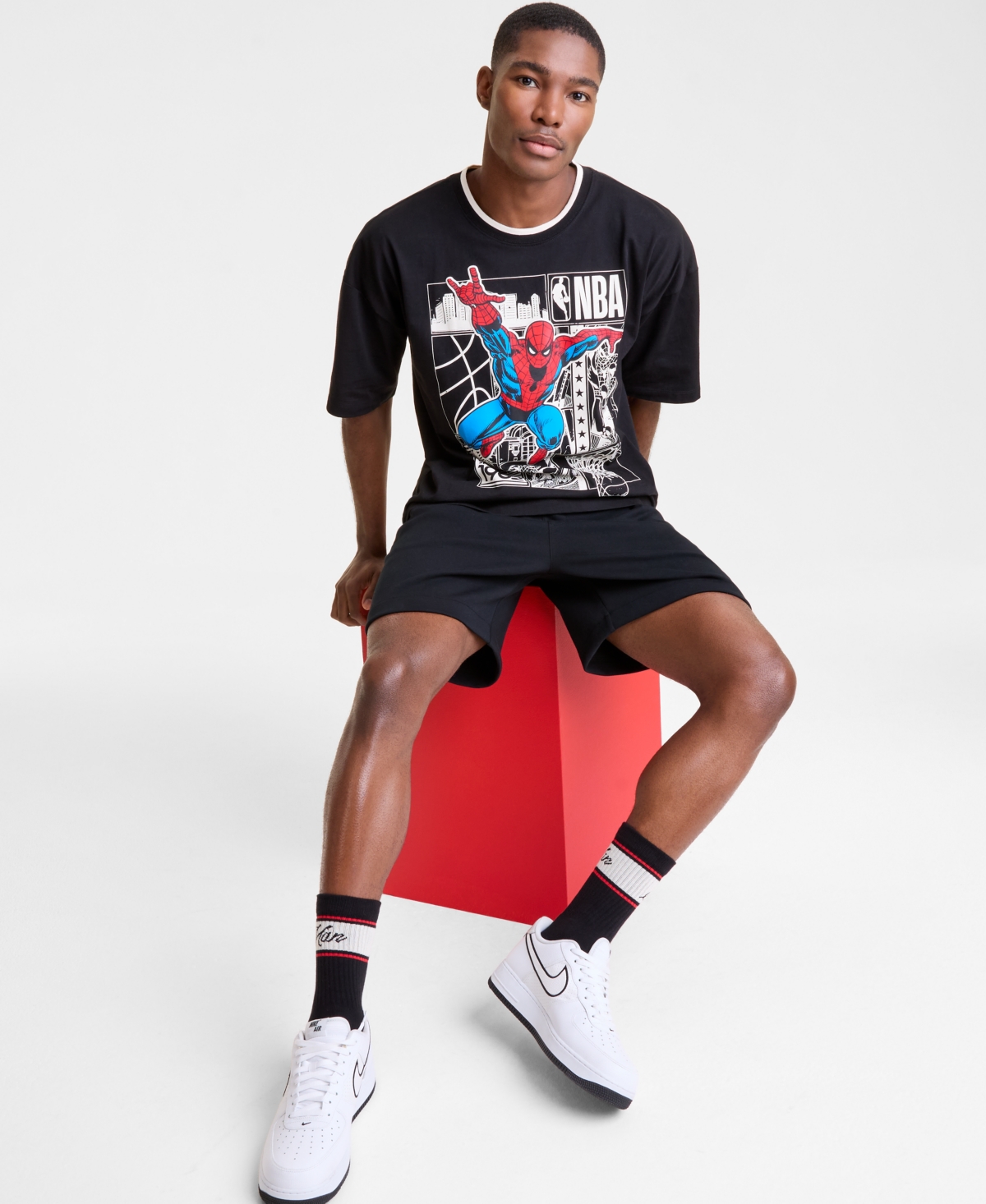 Macy's Marvel X Nba Men's "it's Spidey" Spiderman Short Sleeve Graphic T-shirt, Macy's Exclusive In Blue