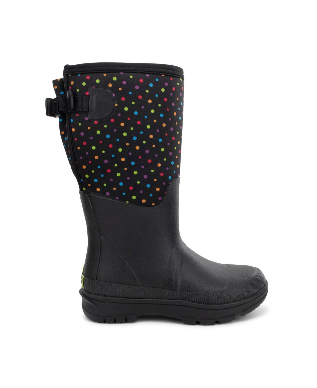 Womens Ditsy Dot Faux Fur Neoprene Wide Calf Cold Weather Boot - Black