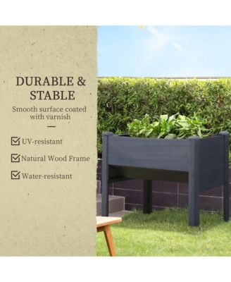 48" Fir Wood Raised Garden Bed w/ Tool Hooks,