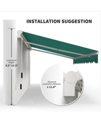 13' x 8' Manual Retractable Awning Sunshade Shelter,