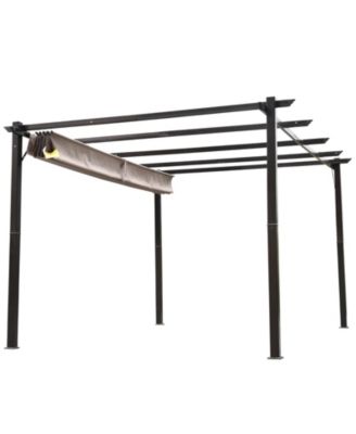 10' x 13' Pergola with Retractable Shade Canopy, Aluminum,