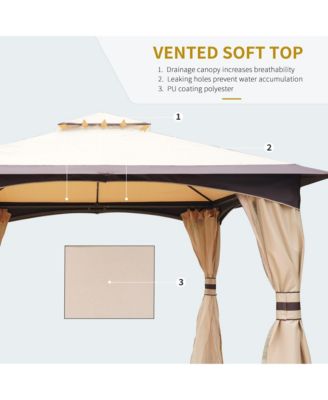 10' x 12' Steel Fabric Outdoor Patio Gazebo Vented Roof w/Mesh Sidewall