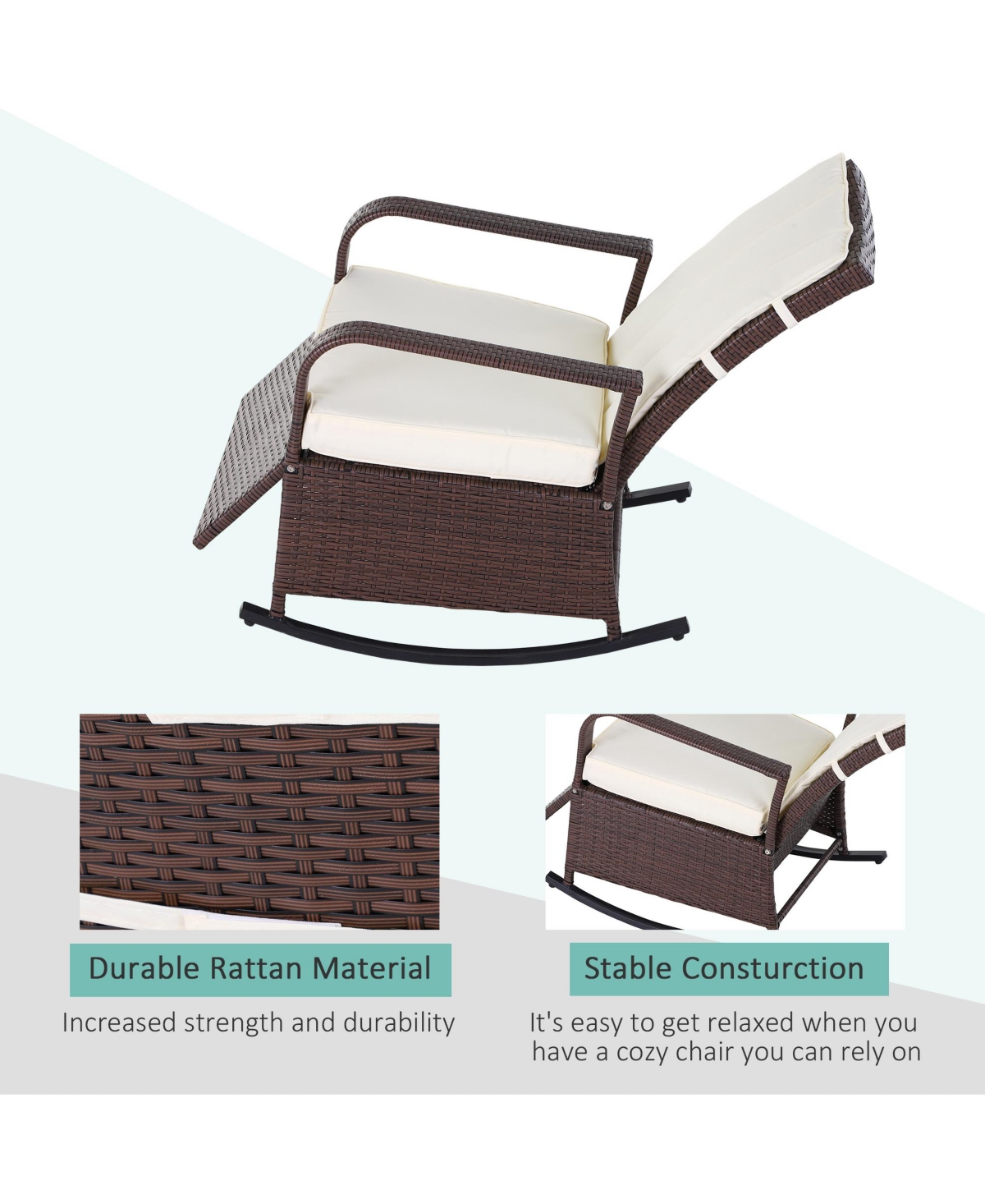 Outsunny Pe Rat Rocking Recliner with Footrest