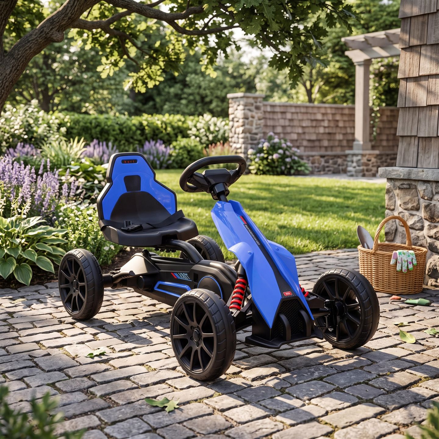 Детская игрушка Aosom Pedal Go Kart with Adjustable Seat and Handbrake, 66 lbs Capacity, Ages 3-8, цвет: Синий — фото 8