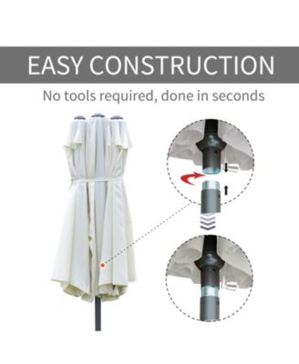 15' Backyard Double-Sided Steel Fabric Market Garden Umbrella