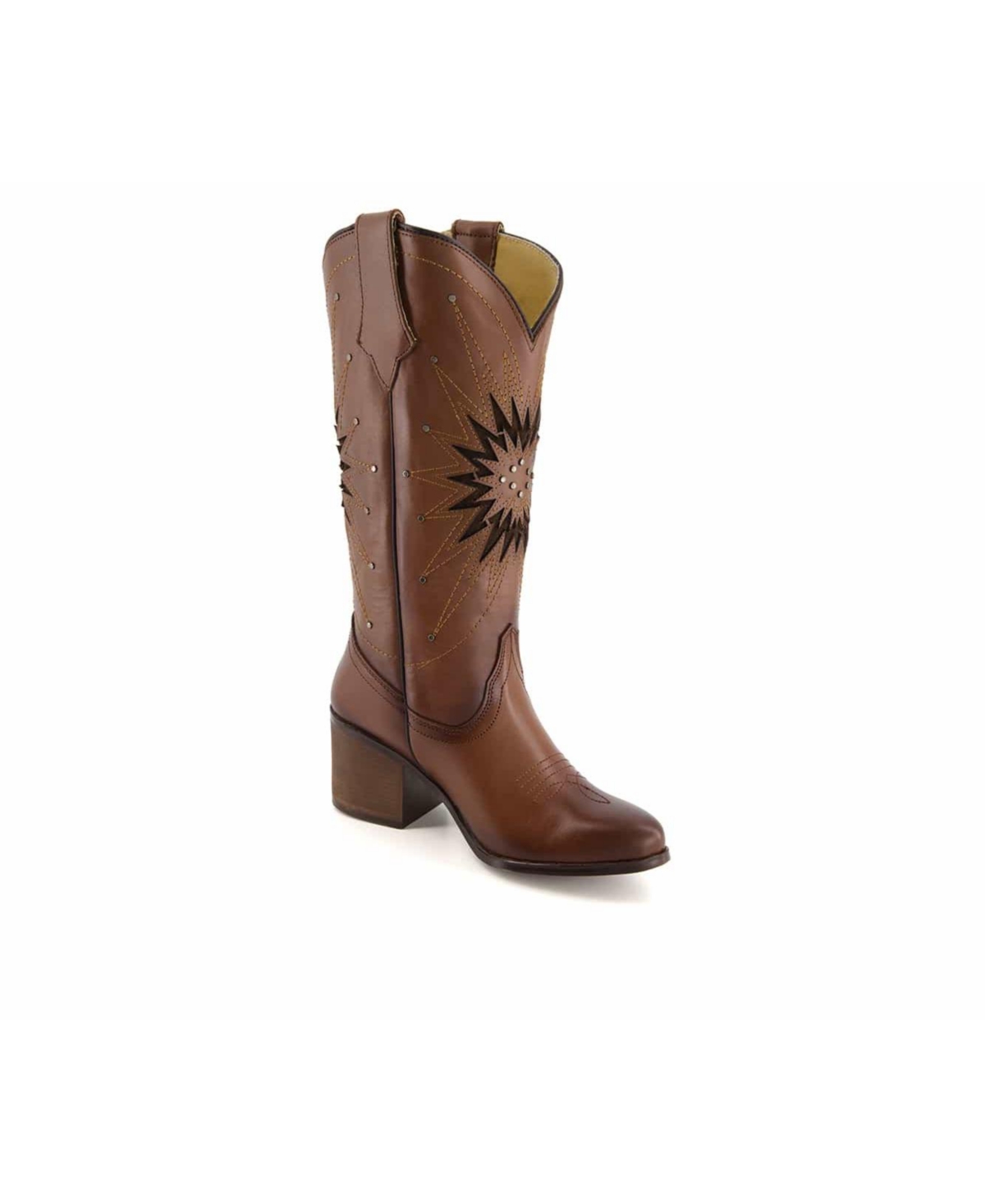 Women's Tall Leather Boots Western Star - Brown