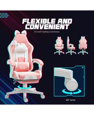 Cute Gaming Chair, Reclining Gamer Chair with Footrest,
