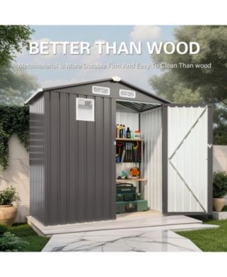 6X3.5FT Metal Outdoor Storage Shed, Gray
