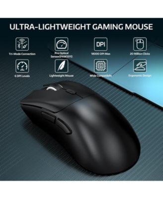 Wireless Gaming Mouse,Tri-Mode Connection (2.4G/Wired/BT5.2),55g Lightweight,18K DPI Optical Sensor, 20 Million Key Life,Ergonomic Design,for PC/Laptop/Win/Mac