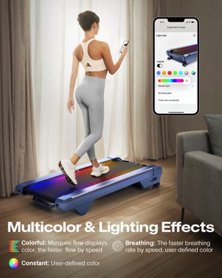 CyberPad for Home, 14% Max Incline Underdesk Walking Pad, Extended Walking Surface, Quiet Brushless Motor, App Controlled, LED Lighting 