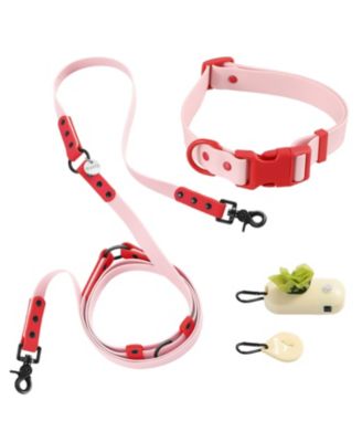 Luna 8FT Adjustable 6-in-1 Waterproof Hands-Free Leash and Collar with LED Flashlight, Bag Dispenser, and Poop Bag Holder