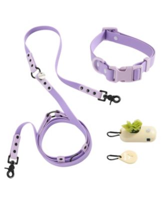 Luna 8FT Adjustable 6-in-1 Waterproof Hands-Free Leash and Collar with LED Flashlight, Bag Dispenser, and Poop Bag Holder