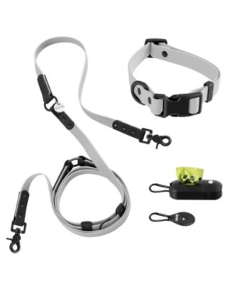 Luna 8FT Adjustable 6-in-1 Waterproof Hands-Free Leash and Collar with LED Flashlight, Bag Dispenser, and Poop Bag Holder