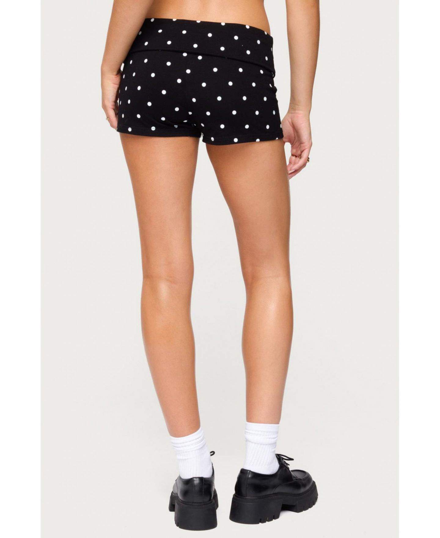 Женские шорты Edikted Chelsie Polka Dot Foldover, цвет: Чёрный белый — фото 2