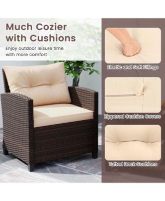 Outdoor 3-Piece Rattan Furniture Set with Comfortable Chairs and Coffee Table with Hidden Storage