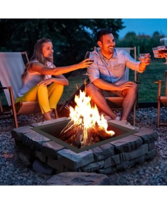 Square Steel Fire Pit Ring Liner – Heavy-Duty Outer Liner for DIY Campfire and Backyard Fire Pits