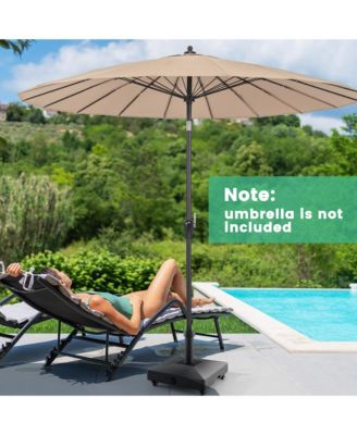 Patio Umbrella Base w/ 4 Universal Wheels 2 Receivers Square Pole Stand Outdoor