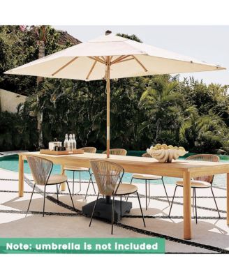 Patio Umbrella Base w/ 4 Universal Wheels 2 Receivers Square Pole Stand Outdoor