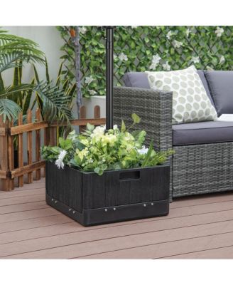 Patio 175lbs Fillable Umbrella Base w/ Table Tray Wheeled 3-in-1 Stand Outdoor