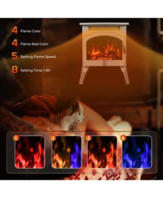Electric Fireplace Heater 17" with Remote Control, Cathedral Stylish, Different Flame Effects and Log Set Colors, Adjustable Brightness and Heating Mode, Overheating Safe Design