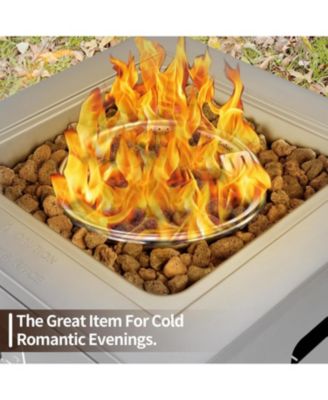 20" Square Fire Pit Table, Propane Fire Pit Table with Lava Rock/Windshield, for 20lbs Gas Tanks, Outdoor Fire Pit Table for Camping/Courtyard/Garden