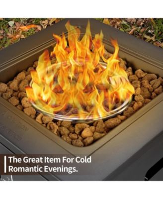 20" Square Fire Pit Table, Propane Fire Pit Table with Lava Rock/Windshield, for 20lbs Gas Tanks, Outdoor Fire Pit Table for Camping/Courtyard/Garden