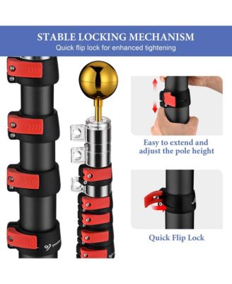 EZ GO 20ft Telescopic Flag Pole Kit Wheel Tire Mount Stand Upgrade Rotating Lock Outdoor Camper RV Tailgate Black