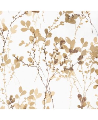 2 Piece Shabby Chic Cherry Blossom Designed Airy Sheer Rod Pocket & Back Tab Curtain Panels - 63 in. Long - Hazelnut