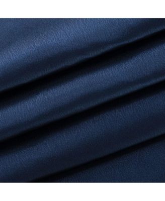 Ultra Lux Faux Silk Regency Crinkle Rod Pocket Semi Sheer Single Curtain Panel - 52 in. W x 84 in. L, Navy