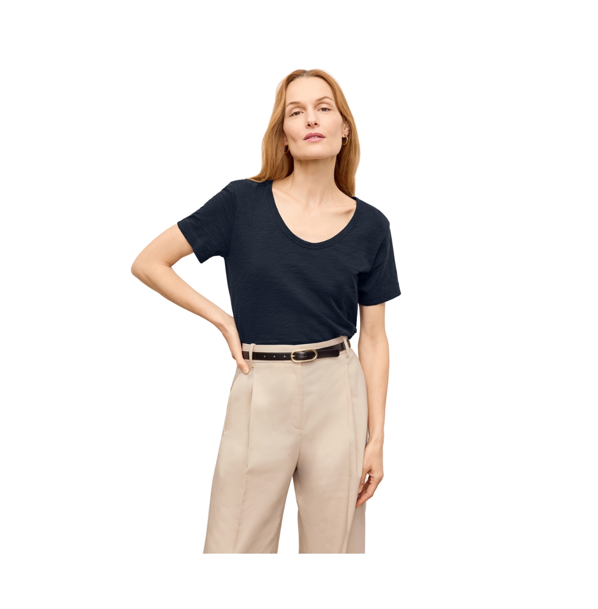 Women's Kenya T-Shirt - Organic Cotton Slub - Dark navy