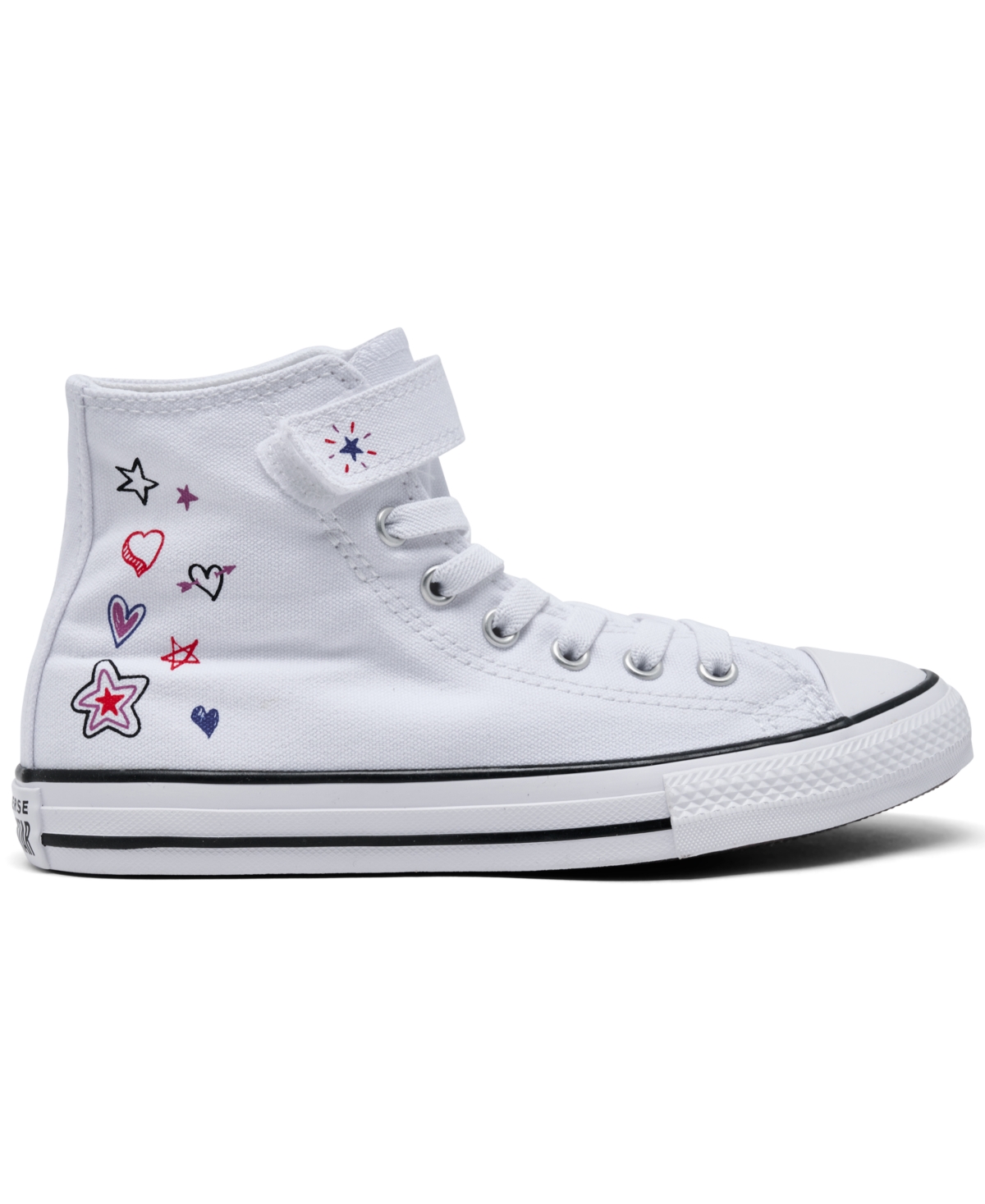 Converse Little Girls Chuck Taylor All Star Doodles Stay-put Closure Strap High Top Casual Sneakers From Fini