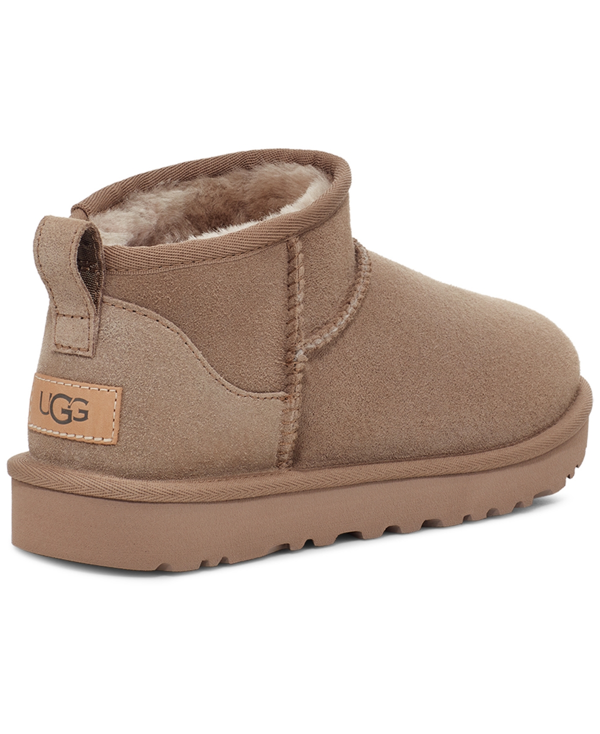 Ugg Cappuccino Suede Classic Ultra Mini Ankle Boots In Brown