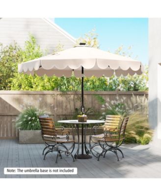 9.3 FT Solar Patio Umbrella w/ 32 LED Lights & Vented Top & Ruffles