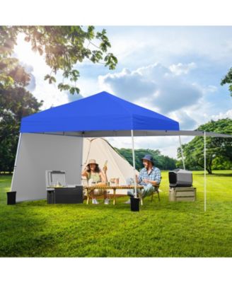 14 X 9.2 FT Pop up Canopy Tent w/ 2 Convertible Sidewalls to Awning & Stakes