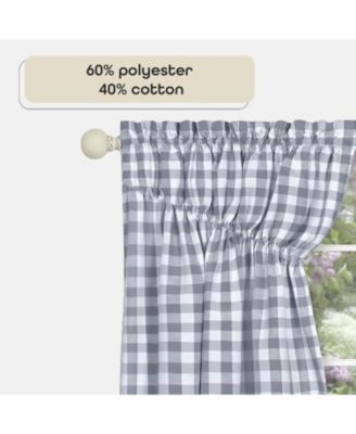 Farmhouse Plaid Gingham Check Swag Valance Curtain Panel Pair - 72 in. W x 63 in. L