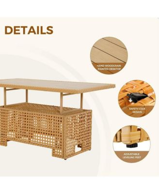 Outdoor Multi Functional Lifting Table,W/ Integrated Storage,Desktop Height Adjusted Freely