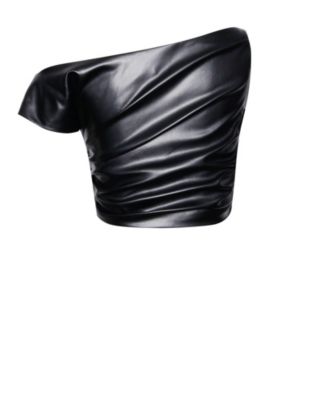 Women's Yara Faux Leather Slash Neck Tank Top