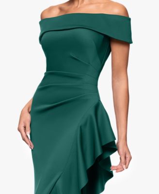 Women's Off-The-Shoulder Ruffled Side-Slit Gown