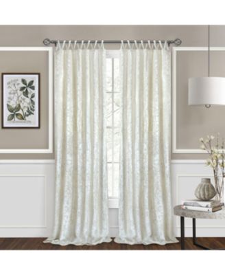 Park Avenue 2 Piece Criss Cross Tab Top Velvet Window Curtain Panels 84 In. Long Creamy White