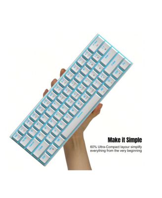 60% Wired Mechanical Gaming Keyboard, Ice Blue LED Backlit 61 Keys Mini Wired Office Keyboard