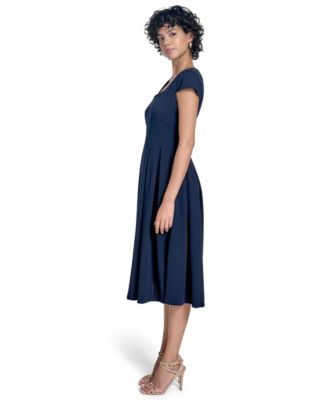 Women's Scuba Crepe Square-Neck Fit & Flair Dress