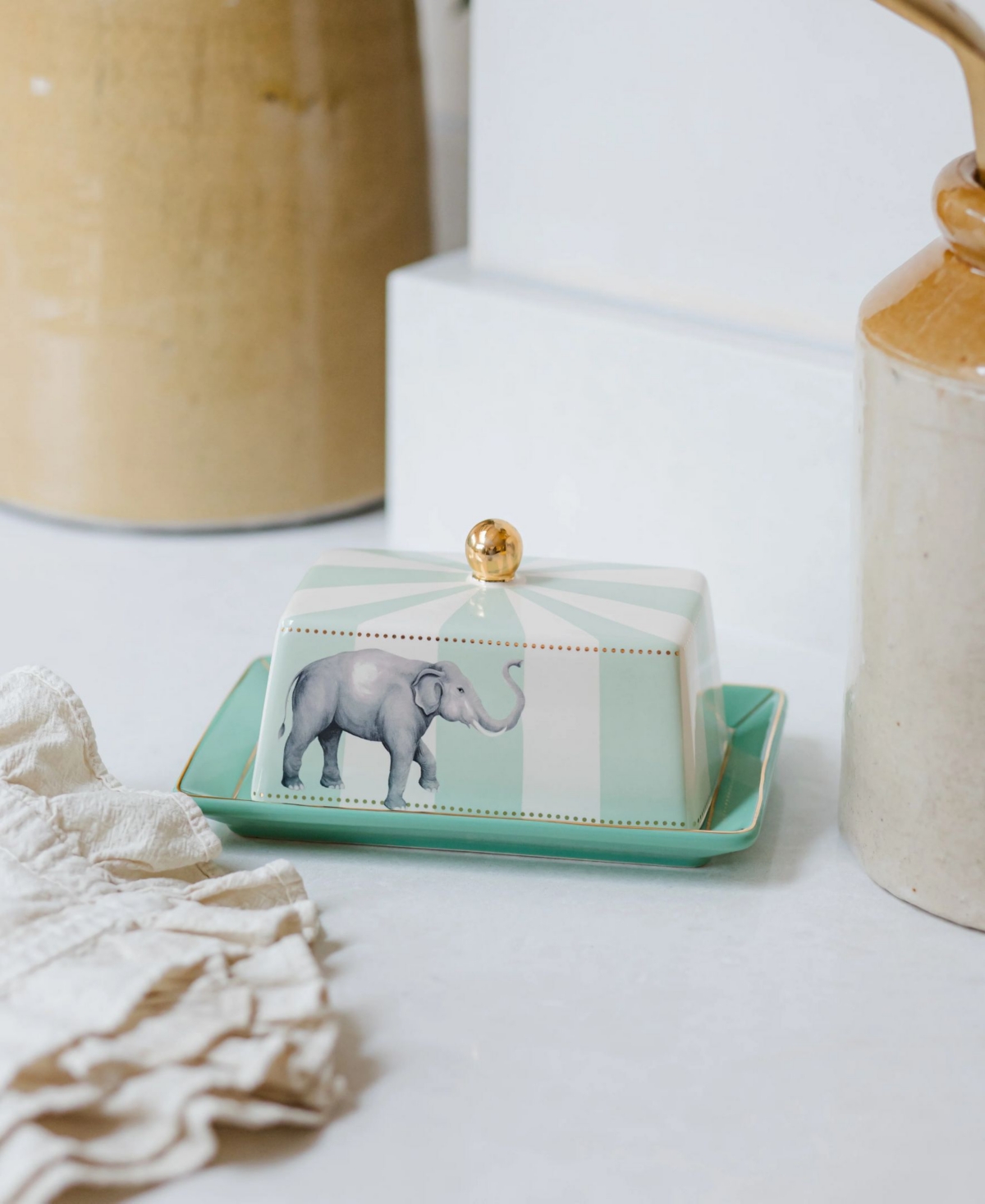 Yvonne Ellen Elephant Butter Dish In Multi