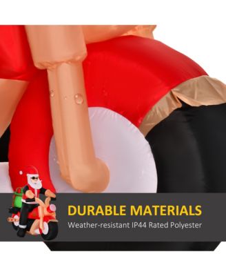 6' Long Light Up Motorcycle Santa Claus Inflatable Yard Decor Holiday