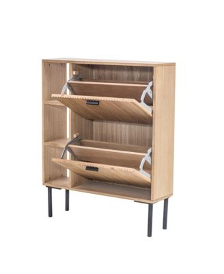 - 2-Drawer Shoe Cabinet in Solid Wood and Metal Exotic Boho Entry