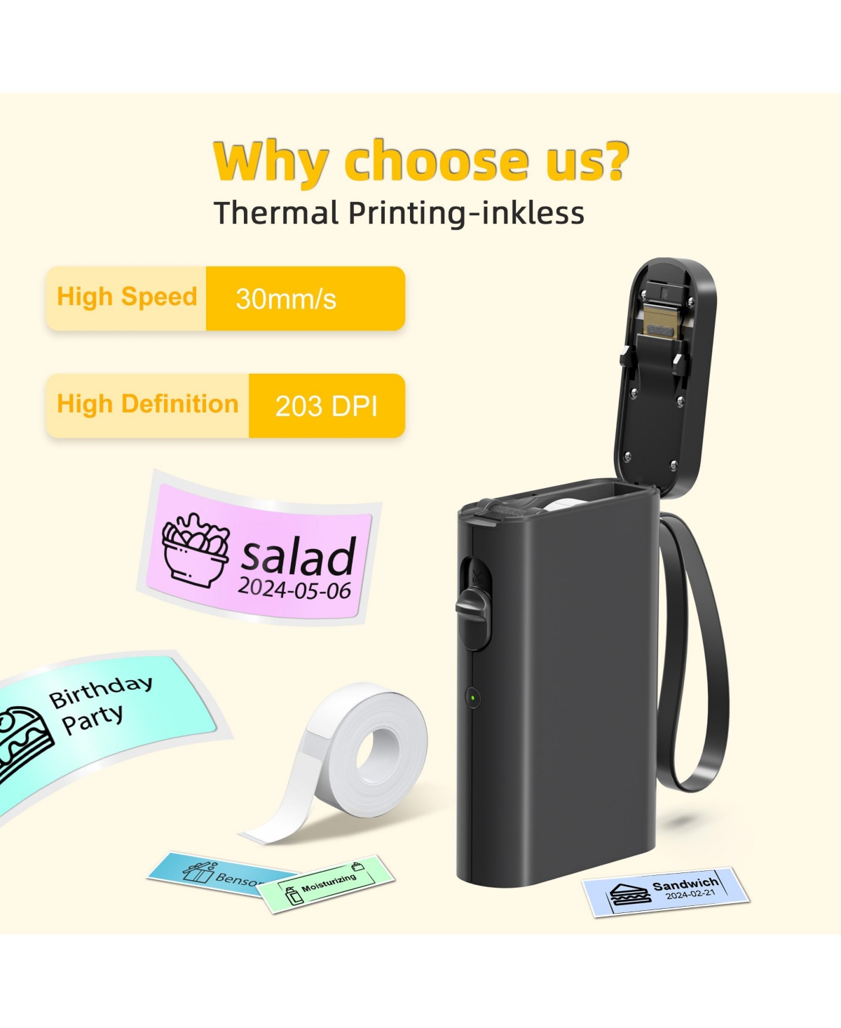 Polono Label Maker Machine with Tape, P21-a Bluetooth Label Printer, Wireless Mini Label Makers with Multiple Templates for Organizing Office Home