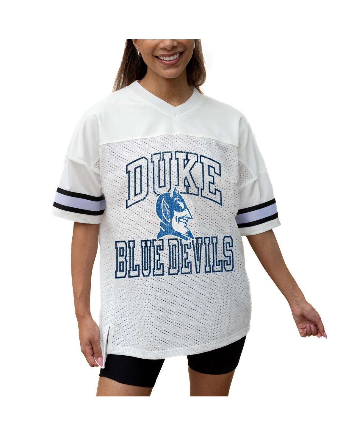 Women's White Duke Blue Devils Iconic Oversized Fashion Jersey - White