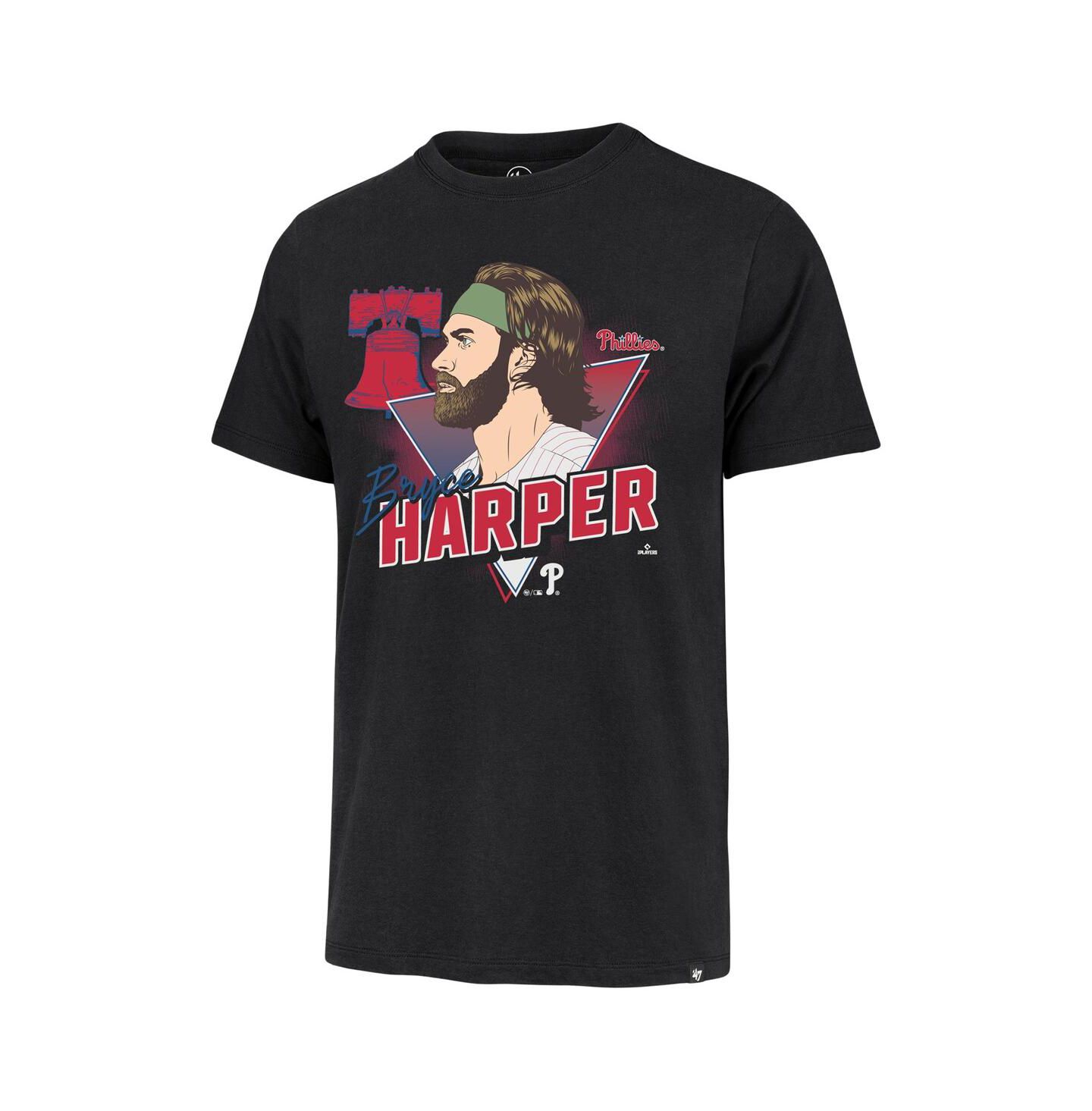 Мужская футболка '47 Brand Bryce Harper Black Philadelphia Phillies Player Caricature Franklin — фото 3